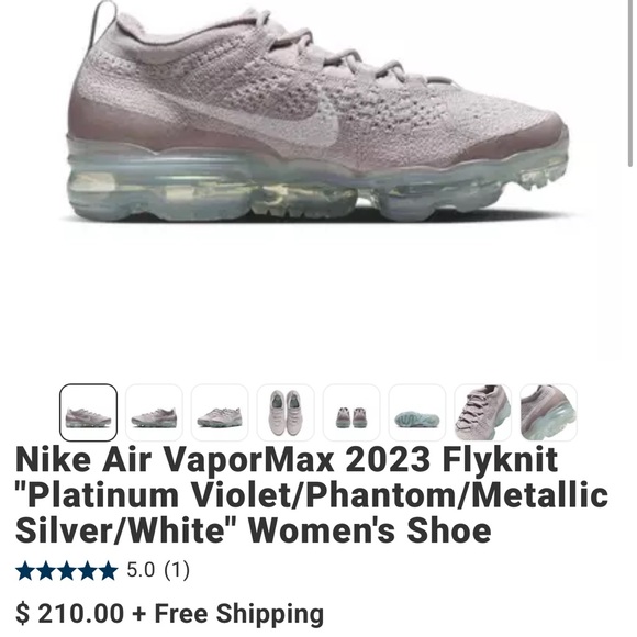 Nike Air VaporMax 2023 Flyknit Women's Sneakers - Violet and Silver - Picture 1 of 6